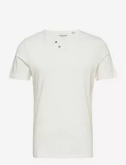 Jack & Jones JJESPLIT NECK TEE SS NOOS - CLOUD DANCER