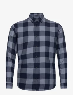 Jack & Jones JJEGINGHAM TWILL SHIRT L/S NOOS - FLINT STONE