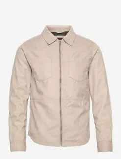 Jack & Jones JPRBLACOOPER PU SHIRT JACKET SN - WHITE PEPPER