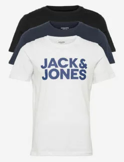 Jack & Jones JJECORP LOGO TEE SS O-NECK 3PK MP - BLACK