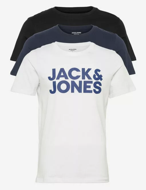 Jack & Jones JJECORP LOGO TEE SS O-NECK 3PK MP - BLACK -Jack & Jones Myynti jj12191762 cblack v4035430223