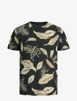 Jack & Jones JPRBLATROPIC AOP SS TEE CREW NECK SN - BLACK