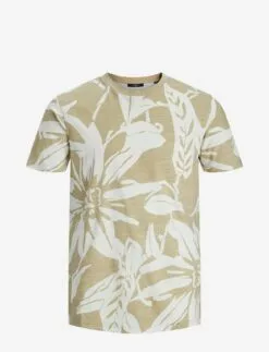 Jack & Jones JPRBLATROPIC AOP SS TEE CREW NECK SN - WHITE PEPPER