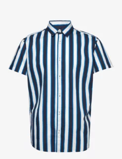 Jack & Jones JJNASSAU STRIPE SHIRT SS - NAVY BLAZER