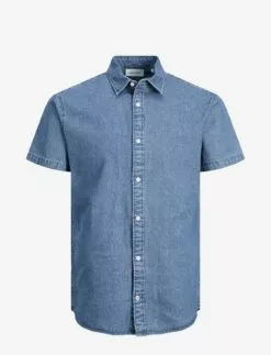 Jack & Jones JJPLAIN KANSAS DENIM SHIRT SS - MEDIUM BLUE DENIM