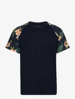 Jack & Jones JJBECS TEE SS CREW NECK RAGLAN - NAVY BLAZER