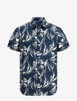 Jack & Jones JORCRAYON AOP SHIRT SS LN - NAVY BLAZER