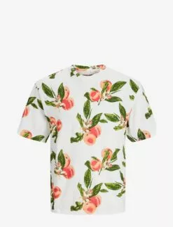 Jack & Jones JORFLORES AOP TEE SS CREW NECK SN - CLOUD DANCER