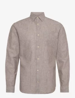 Jack & Jones JPRBLUSUMMER LINEN STRIPE SHIRT L/S - BEIGE