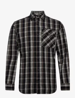 Jack & Jones JCODESERT HERRINGBONE CHECK SHIRT LS LN - BLACK