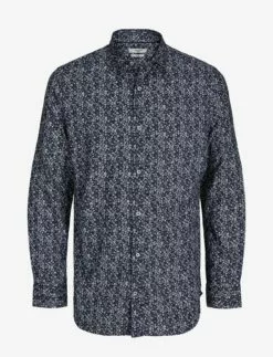 Jack & Jones JPRBLASCANDIC PRINT SHIRT L/S LN - NAVY BLAZER