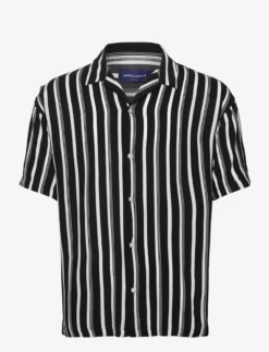 Jack & Jones JORLUKE PALMA STRIPE SHIRT SS - DARK NAVY
