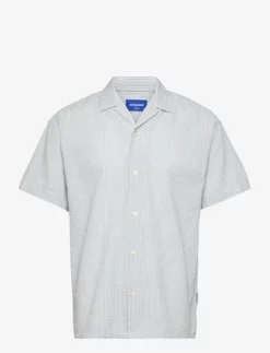 Jack & Jones JORPALMA SEERSUCKER SHIRT SS SN - SLATE GRAY