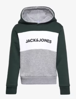 Jack & Jones JJELOGO BLOCKING SWEAT HOOD NOOS JNR - PINE GROVE