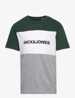 Jack & Jones JJELOGO BLOCKING TEE SS NOOS JNR - PINE GROVE