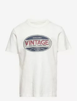 Jack & Jones JJEDENIM TEE SS O-NECK SN JNR - CLOUD DANCER