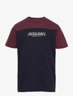 Jack & Jones JJEDAN BLOCKING TEE SS O-NECK NOOS JNR - NAVY BLAZER