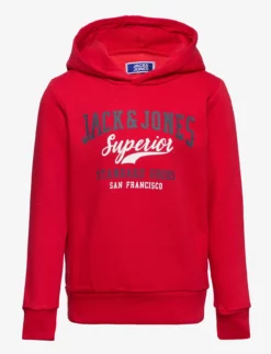 Jack & Jones JJELOGO SWEAT HOOD 2 COL 22/23 NOOS JNR - TRUE RED