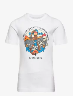 Jack & Jones JJLIMIT TEE SS CREW NECK JNR - WHITE
