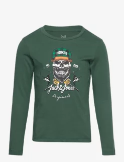 Jack & Jones JORCAPTAIN TEE LS CREW NECK SN JNR - TREKKING GREEN