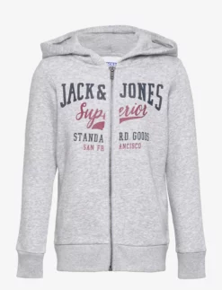 Jack & Jones JJELOGO SWEAT ZIP H 2 COL22/23 JNR - LIGHT GREY MELANGE