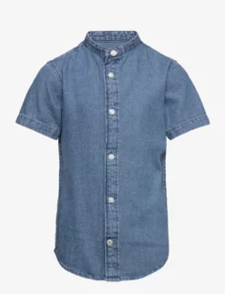 Jack & Jones JJPLAIN KANSAS DENIM SHIRT SS JNR - MEDIUM BLUE DENIM