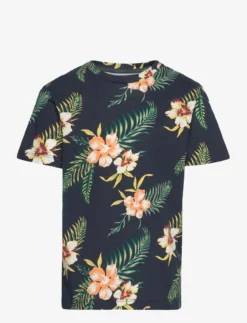 Jack & Jones JJBECS AOP TEE SS CREW NECK JNR - NAVY BLAZER