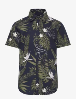 Jack & Jones JPRBLATROPIC RESORT SHIRT S/S RELA JNR - PERFECT NAVY