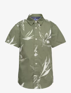 Jack & Jones JORCRAYON AOP SHIRT SS JNR - OIL GREEN