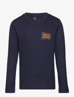 Jack & Jones JCOLAUGE TEE LS CREW NECK FST JNR - NAVY BLAZER