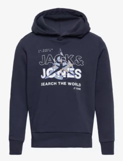 Jack & Jones JCOHUNT SWEAT HOOD UNBRUSHED JNR - NAVY BLAZER